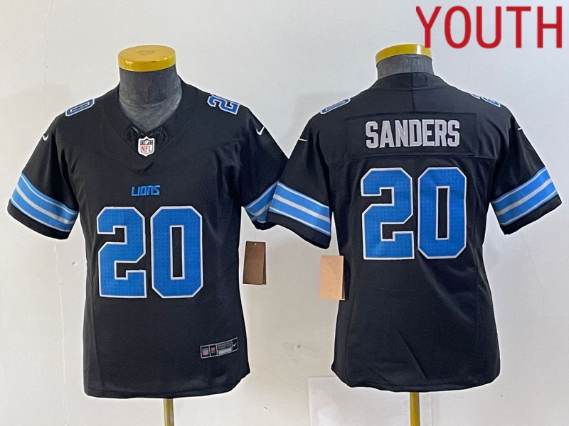 Youth Detroit Lions #20 Sanders Black Three generations 2024 Nike Vapor F.U.S.E. Limited NFL Jersey->->Youth Jersey